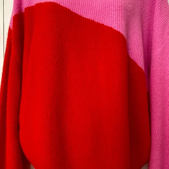 CROSBY by Mollie Burch Vibrant Red and Pink Sweater - Picture 2 of 3